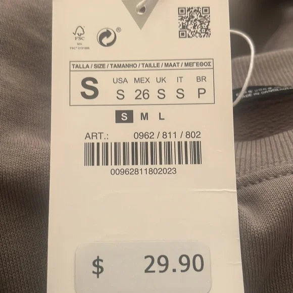 Women’s Zara, size small, taupe oversized sweatshirt midi dress with pockets - Picture 13 of 13